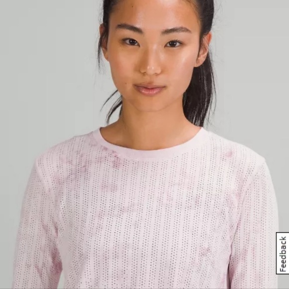 NWT Lululemon Train To Be Long Sleeve top pink/white tie dye RSPT size 6 - Picture 4 of 10